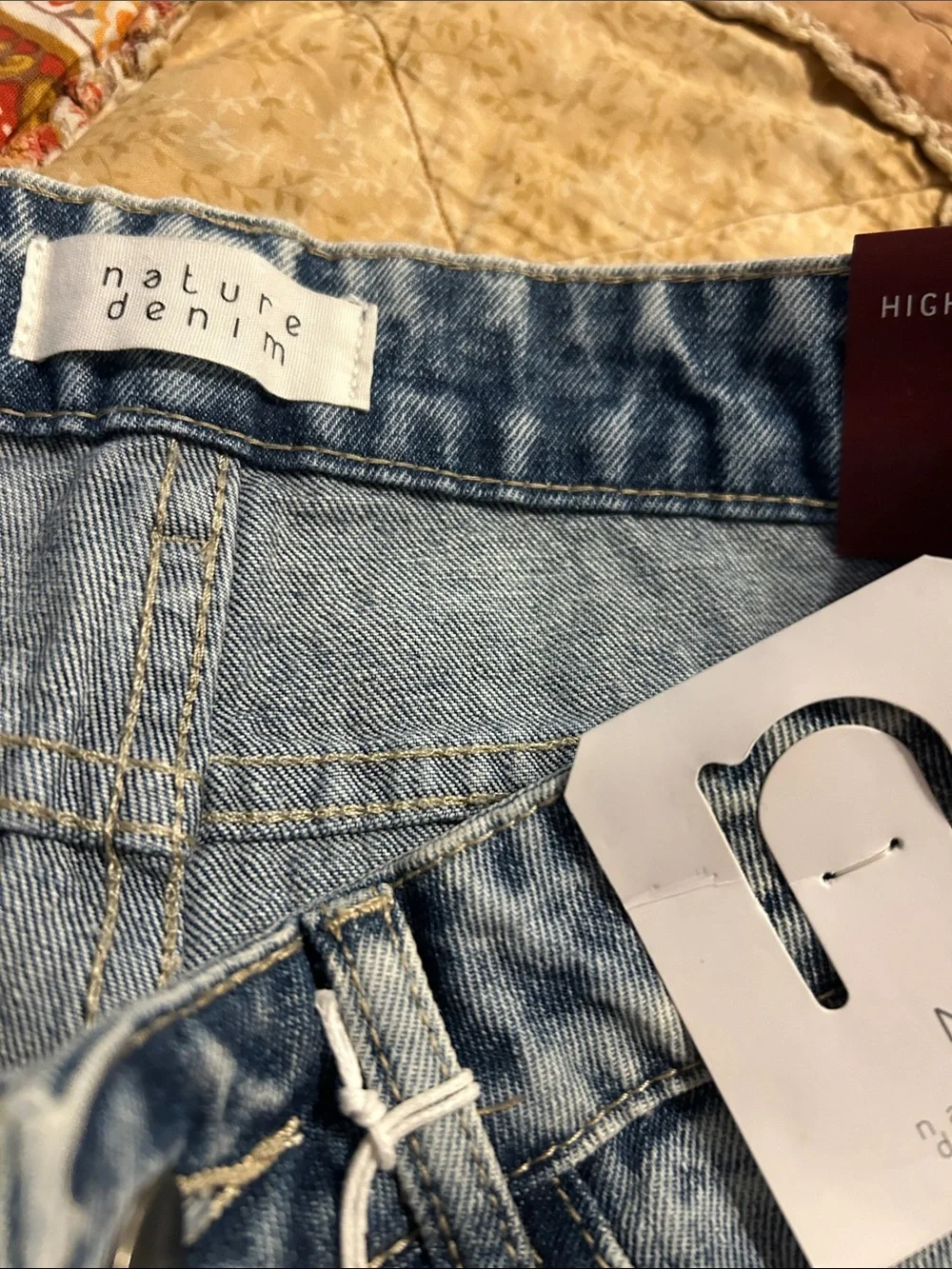 Nature Denim High-Rise Distressed Blue Ombre Denim Shorts